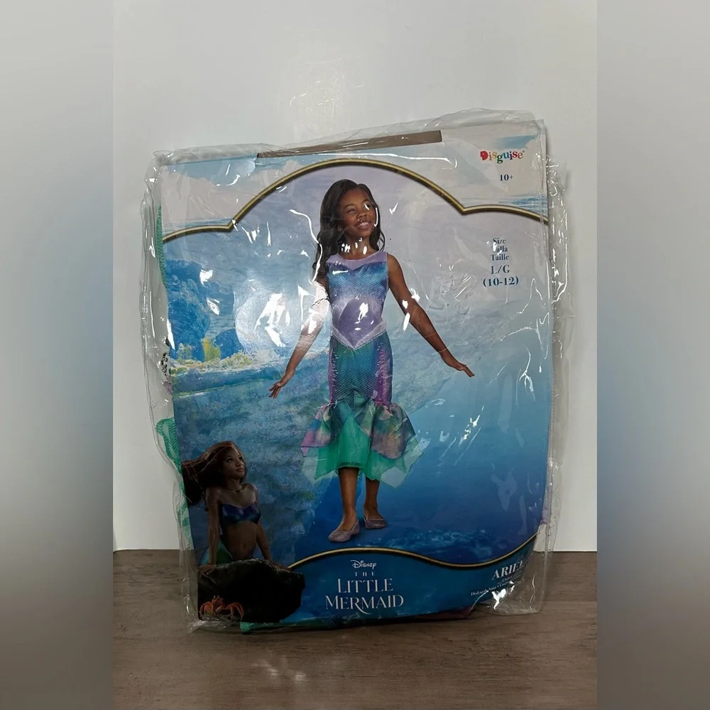 Disney Little Mermaid Ariel Halloween‎ Costume With Crown Girls Large.